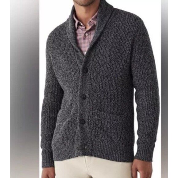 Faherty Marled Shawl Cardigan Sweater Mens Size XXL Gray Cotton Cashmere $198 - Picture 2 of 9
